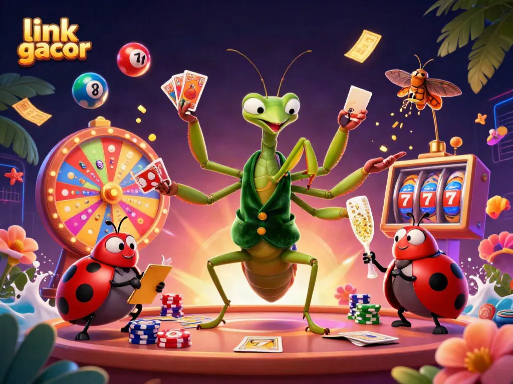 Experience the thrill of link gacor with dynamic casino gameplay and festive symbols raining down.