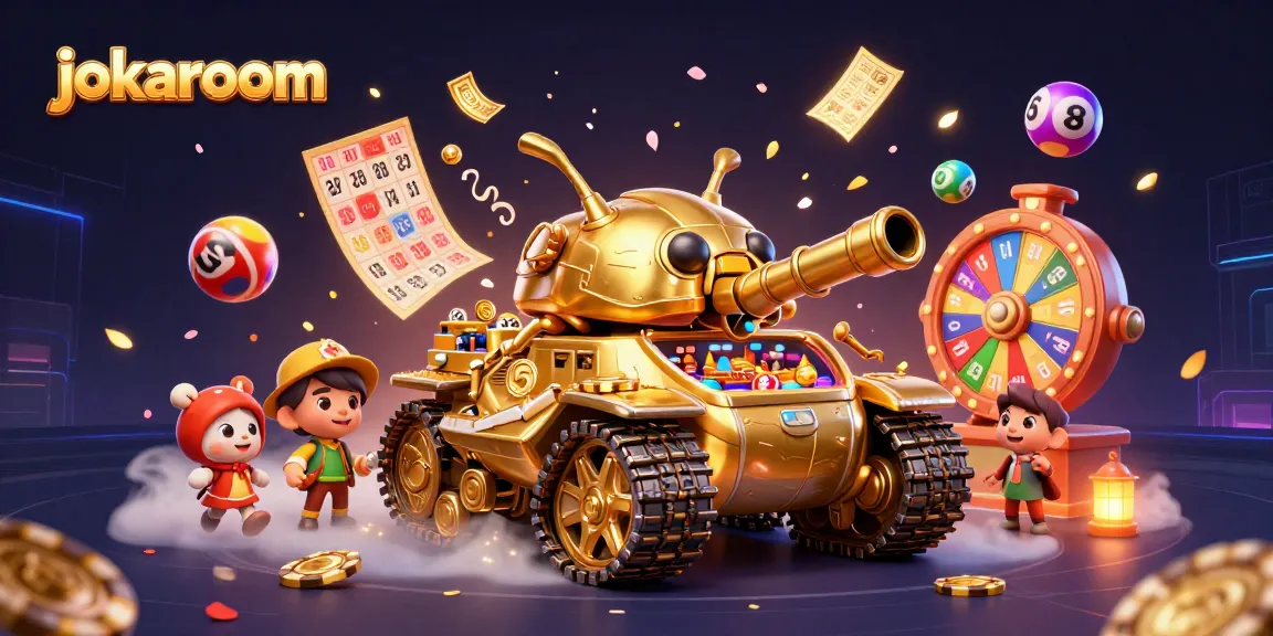 Experience the exciting gaming world of JokaRoom with vibrant casino elements and dynamic actions.